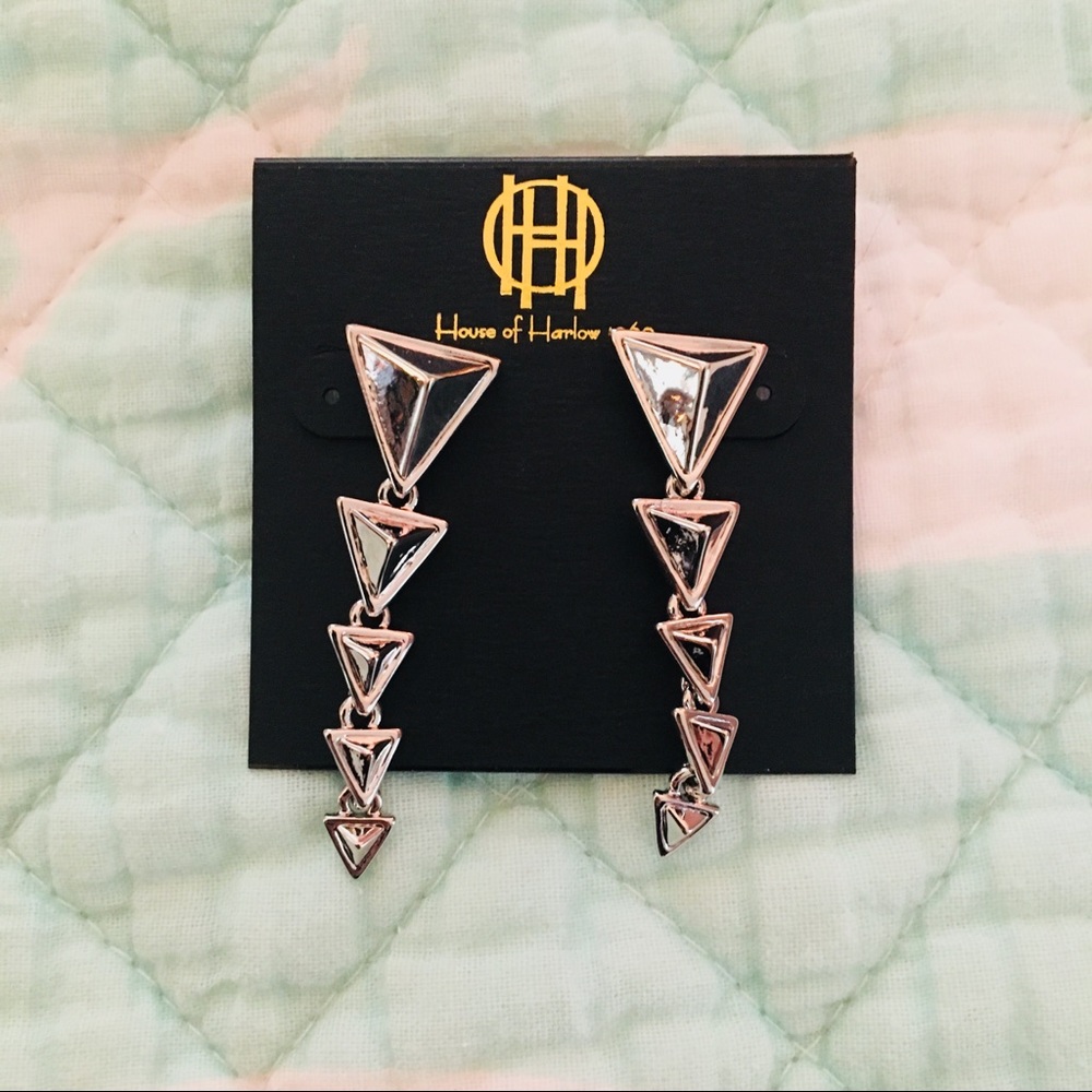 House of Harlow Triangle Pyramid Drop Earrings